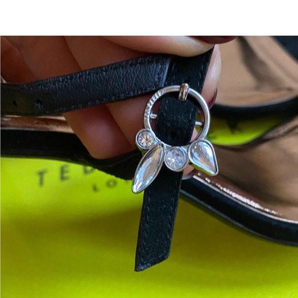 Ted Baker NEW black suede heels ankle 3 straps - Picture 8 of 12